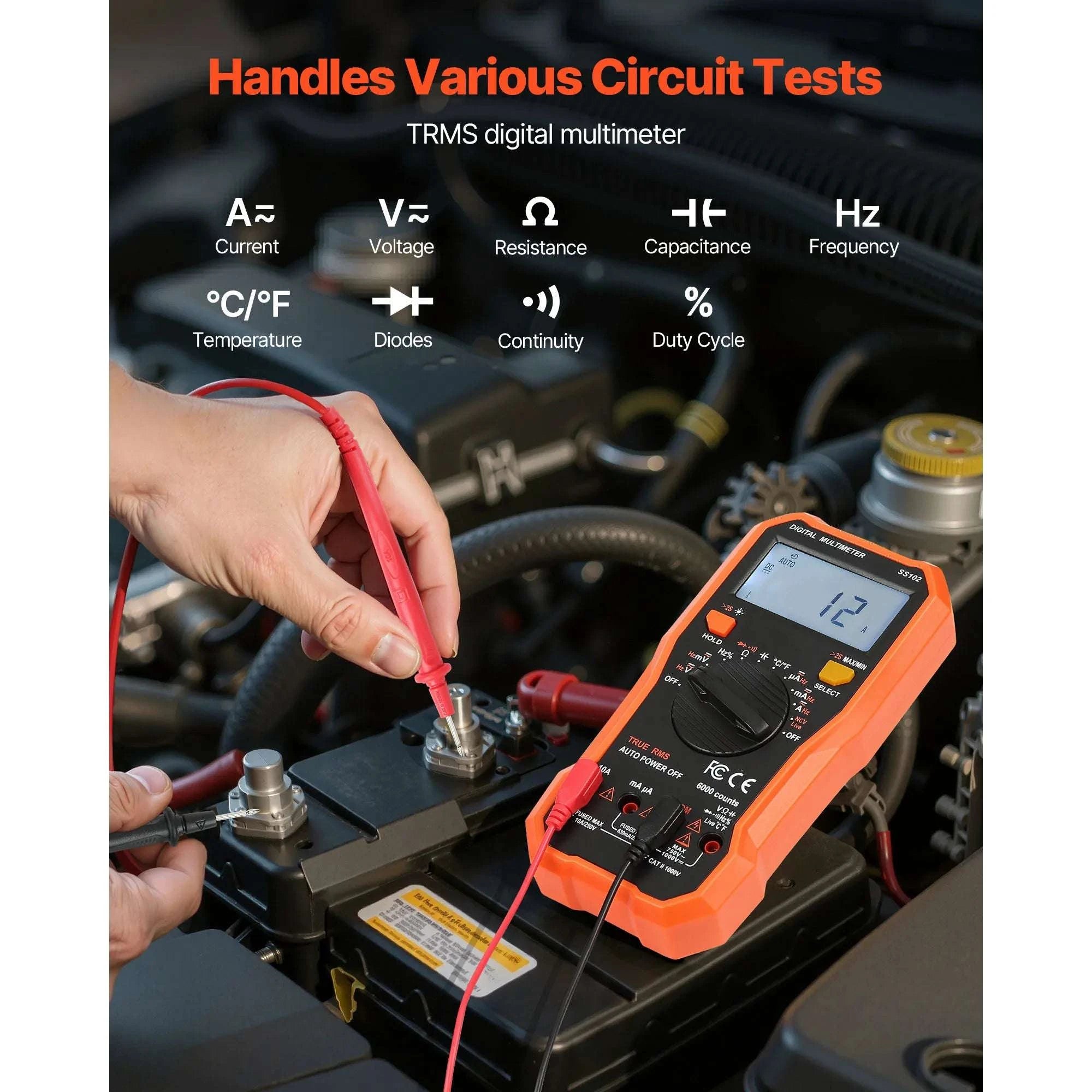 Digital Multimeter 6000 Count TRMS Auto-Ranging Voltage Tester-750VAC 1000VDC / United States