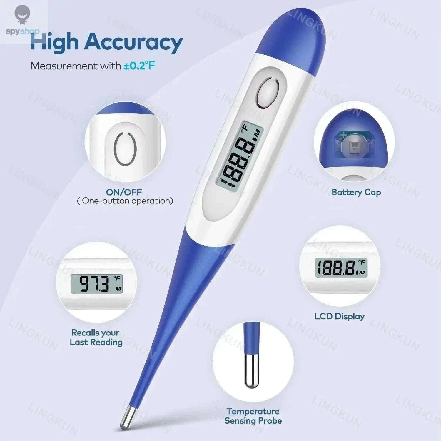Digital Oral Thermometer with Fast Readings and Flexible Tip-Type 1