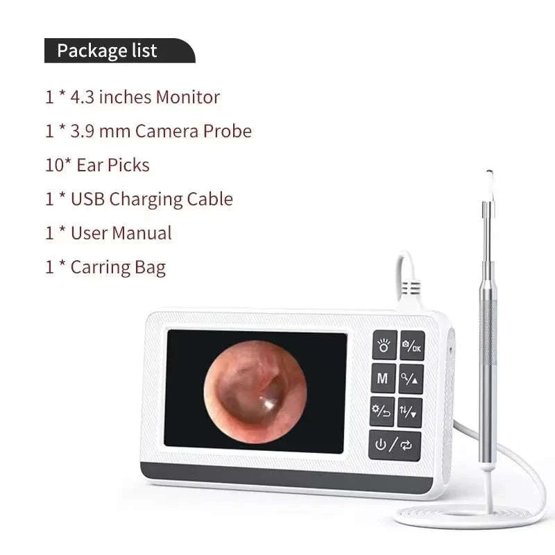 Digital Otoscope with 4.3" HD Screen Ear Wax Removal Camera Tool-P60 4.3 INCH / United States