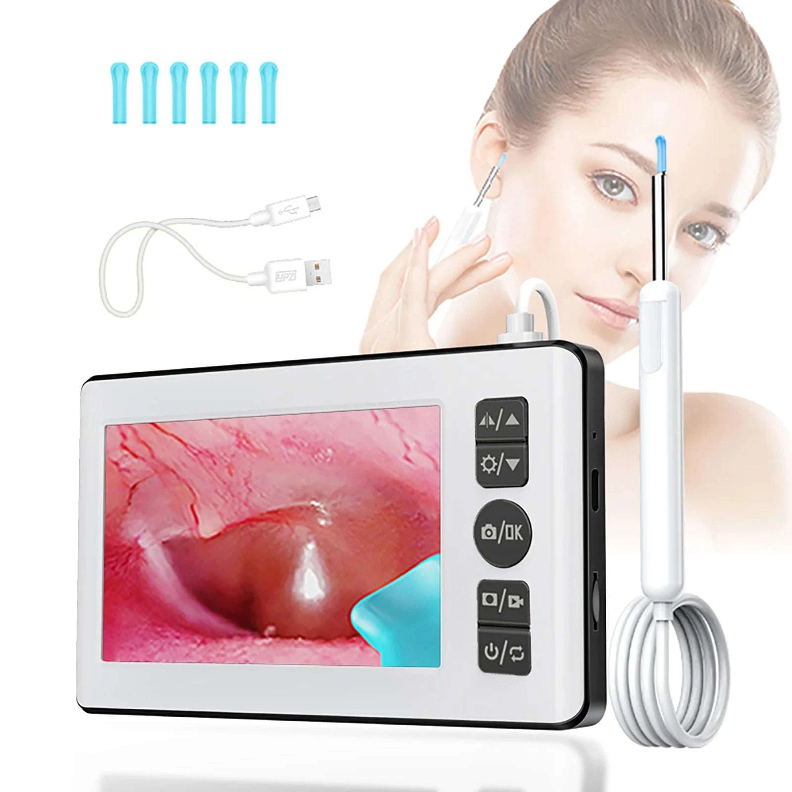 Digital Otoscope with 4.3" HD Screen Ear Wax Removal Camera Tool-P60 4.3 INCH / United States