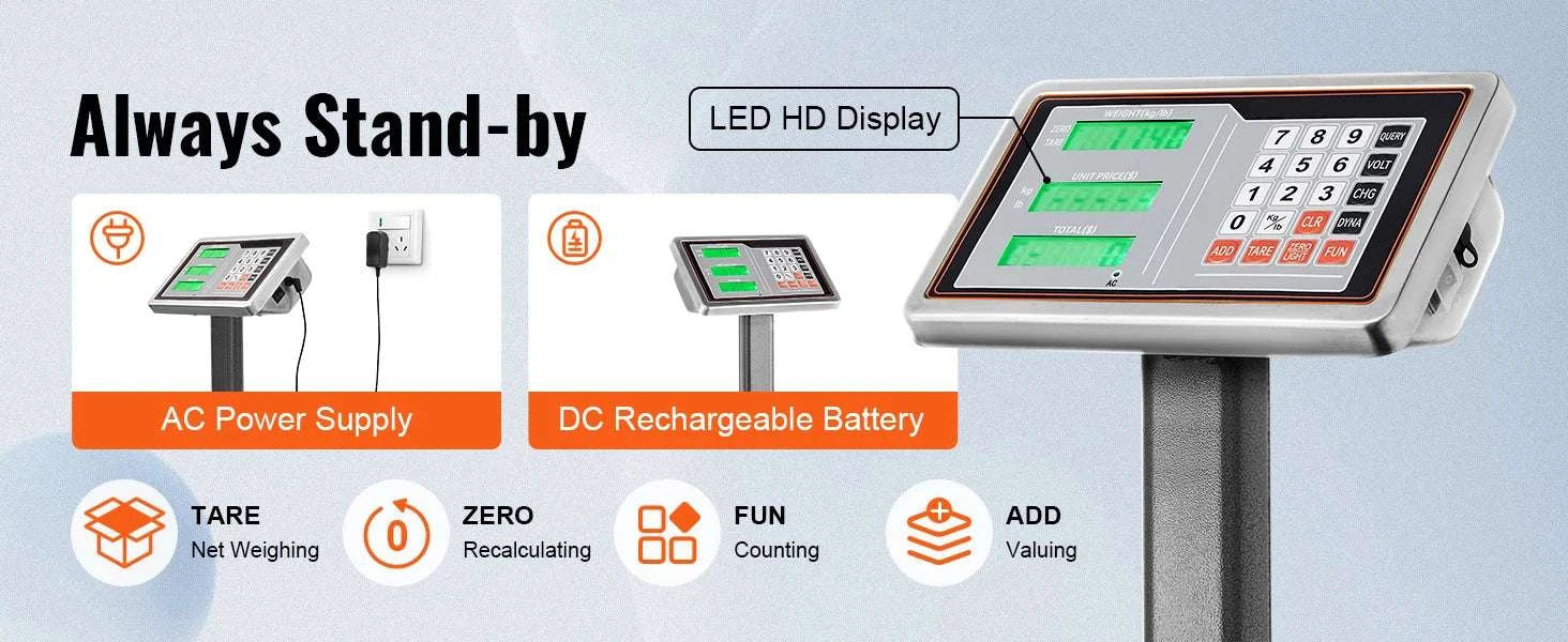 Digital Platform Scale 660 lbs High Accuracy Price Computing Display-United States