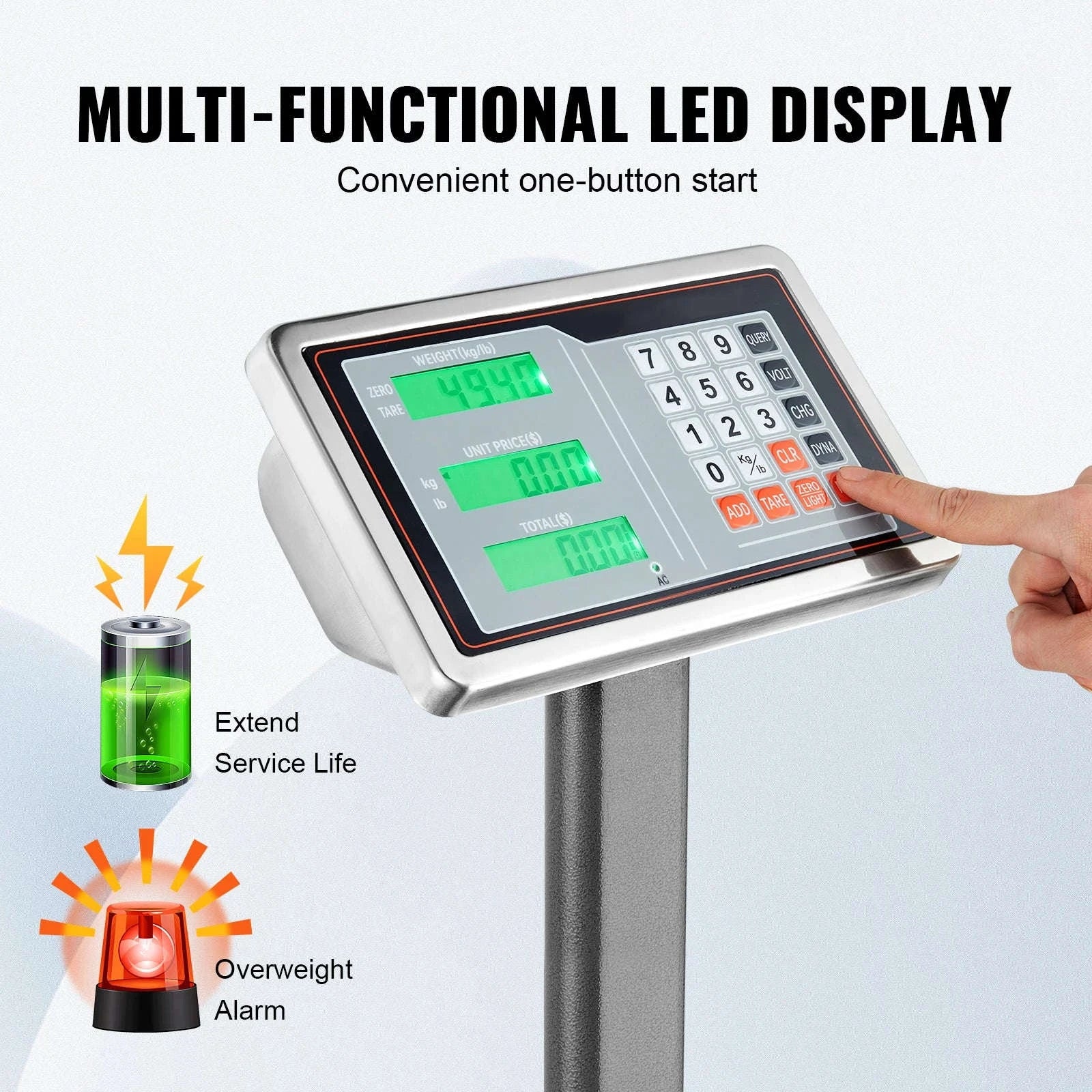 Digital Platform Scale 660 lbs with LB/KG Tare and Price Calculator-United States