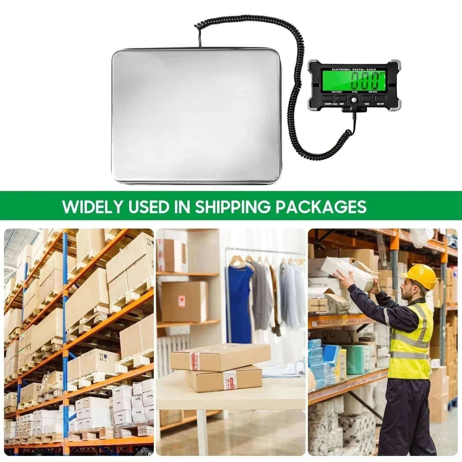 Digital Postal Scale 200kg Capacity with LCD Backlight Display-120kg 10g