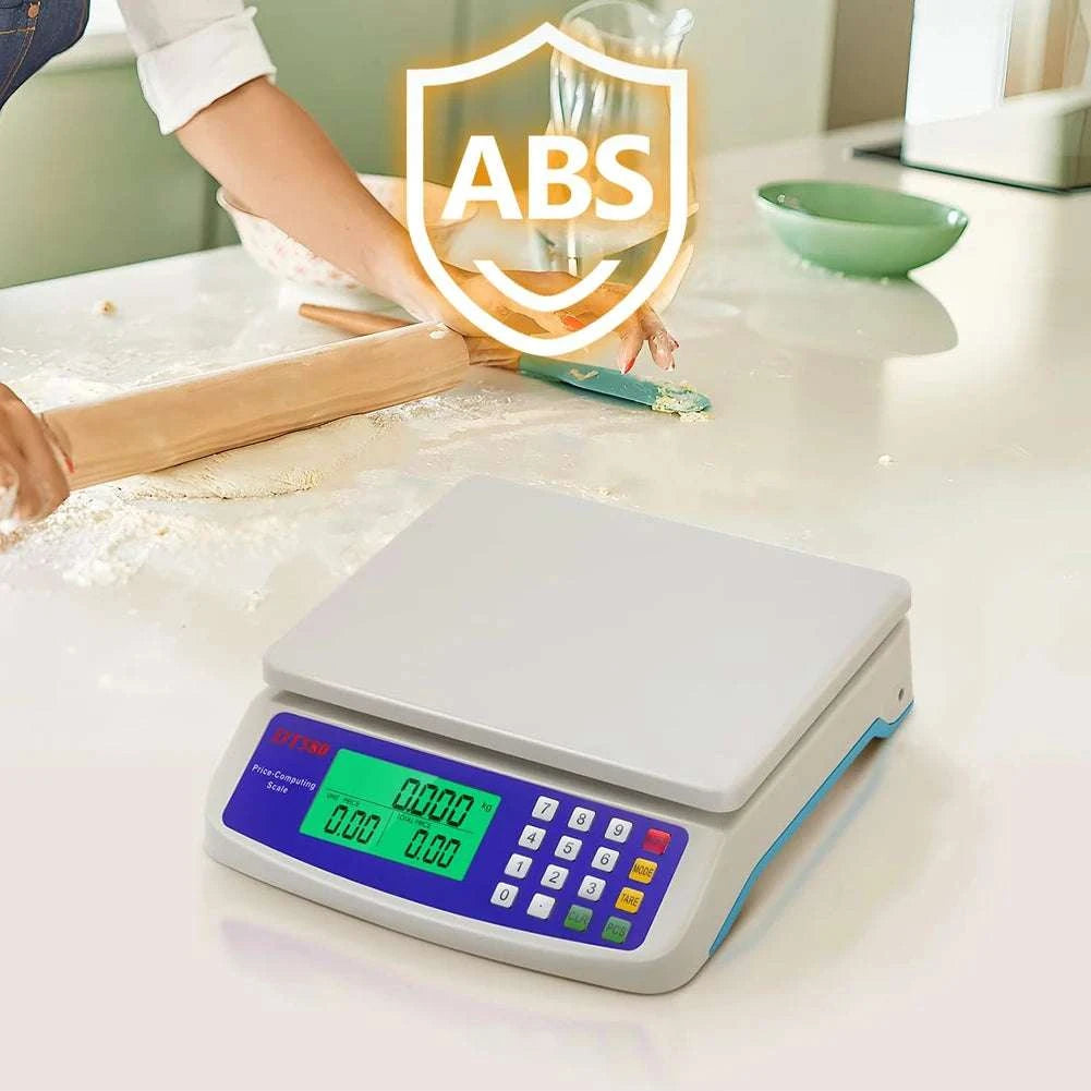 Digital Price Computing Scale 30kg 1g LCD Stainless Steel Platform-White / 40kg