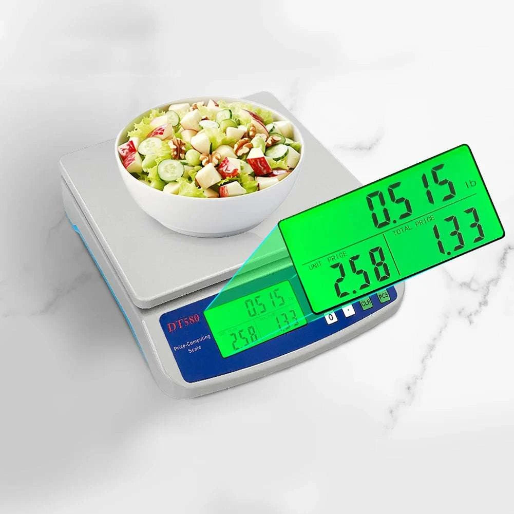 Digital Price Computing Scale 30kg 1g LCD Stainless Steel Platform-White / 40kg