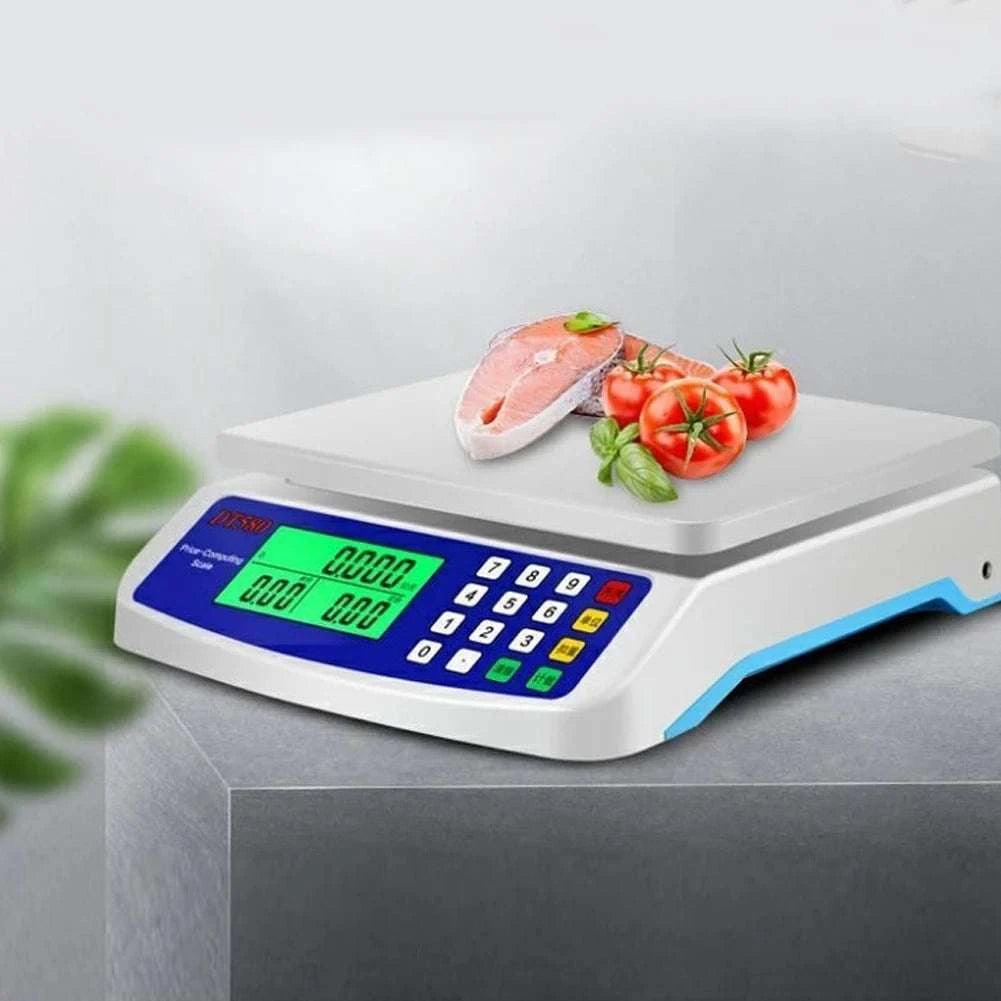 Digital Price Computing Scale 30kg 1g LCD Stainless Steel Platform-White / 40kg