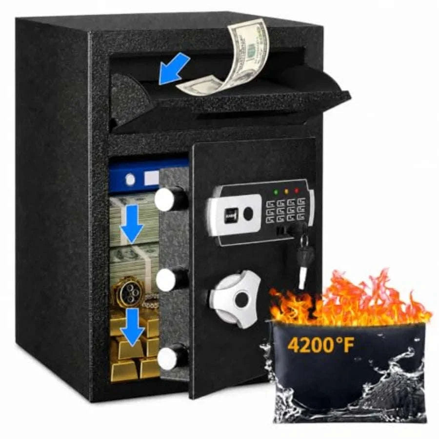 Digital Safe Box for Documents with Fireproof Waterproof Bag-United States / black