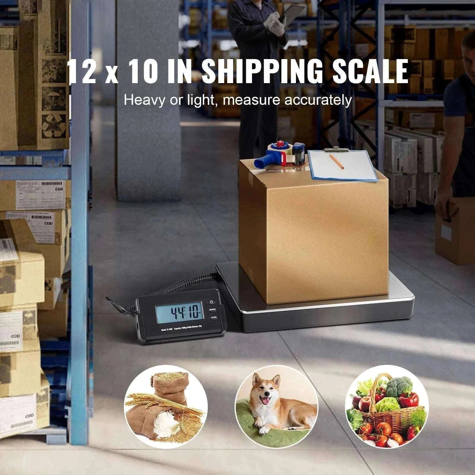 Digital Shipping Scale 440 lb Capacity with LCD & Tare Function-440 lbs / CZECH REPUBLIC