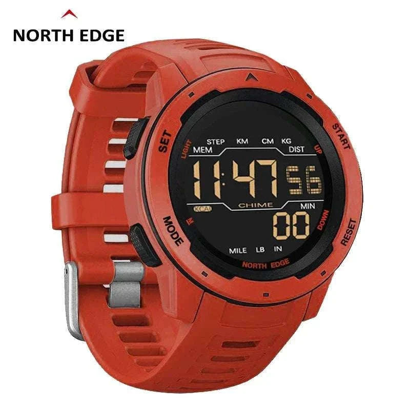 Digital Sports Watch 50M Waterproof Dual Time Step Tracker-Black