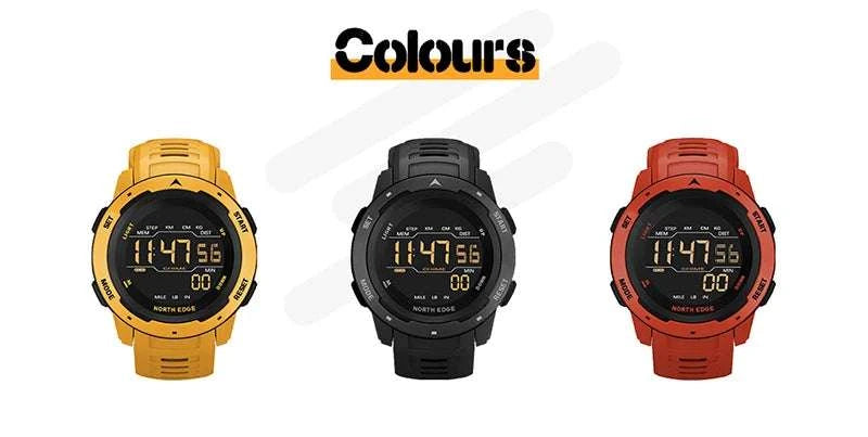 Digital Sports Watch 50M Waterproof Dual Time Step Tracker-Black