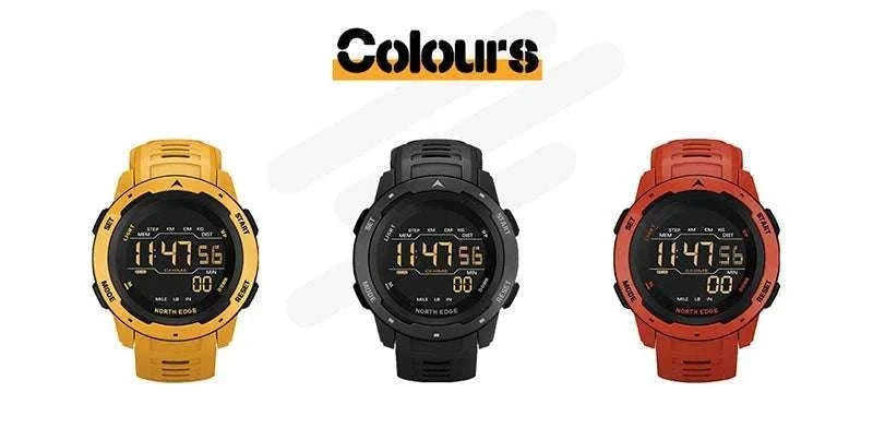 Digital Sports Watch 50M Waterproof Dual Time Step Tracker-Black
