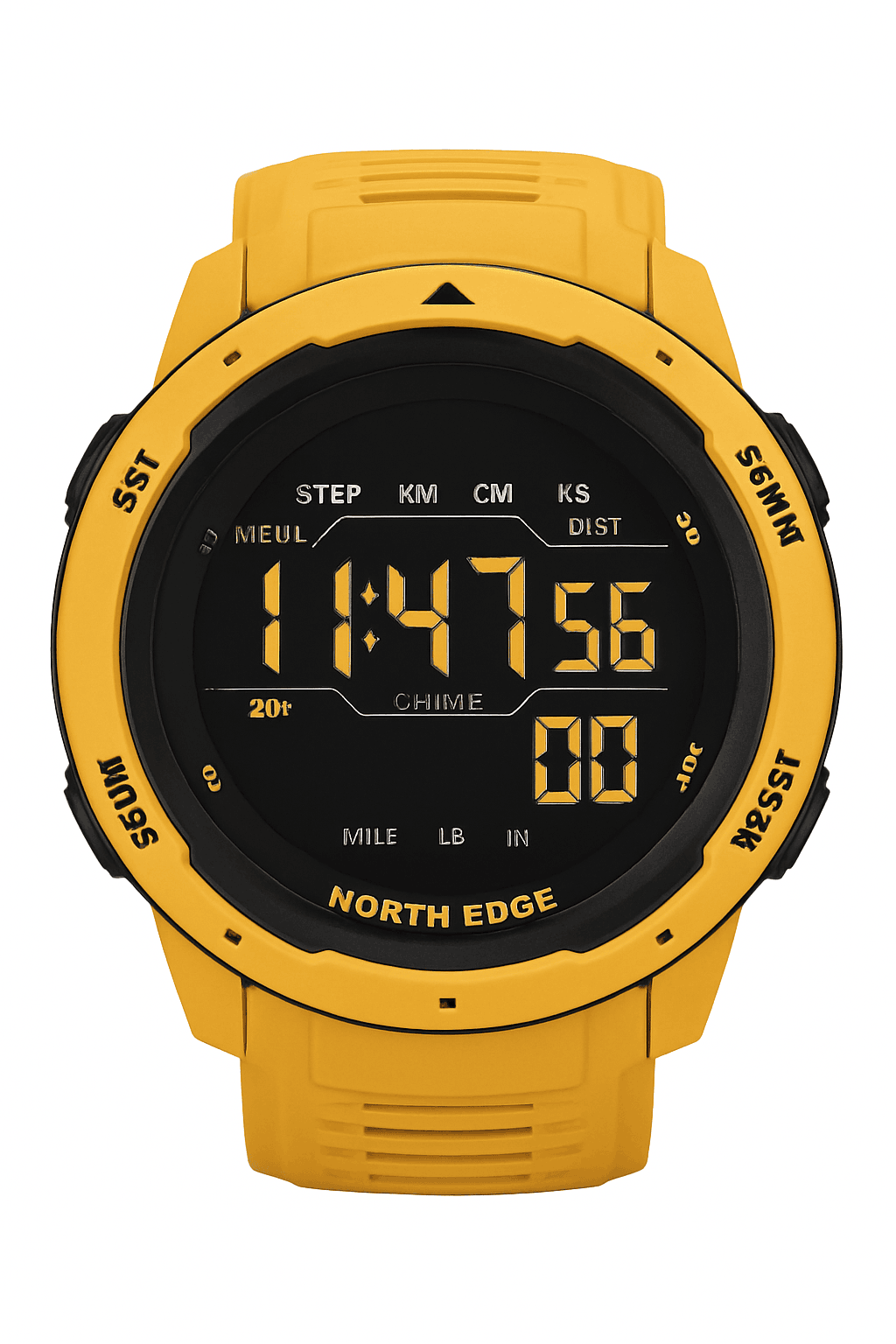 Digital Sports Watch 50M Waterproof Dual Time Step Tracker-Black