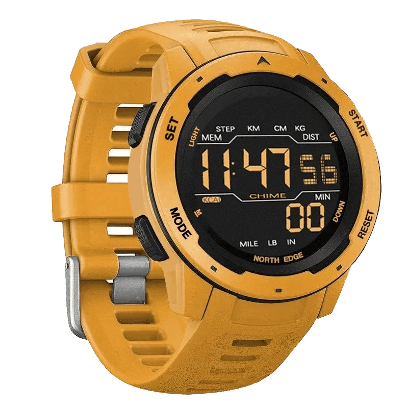 Digital Sports Watch 50M Waterproof Dual Time Step Tracker-Black