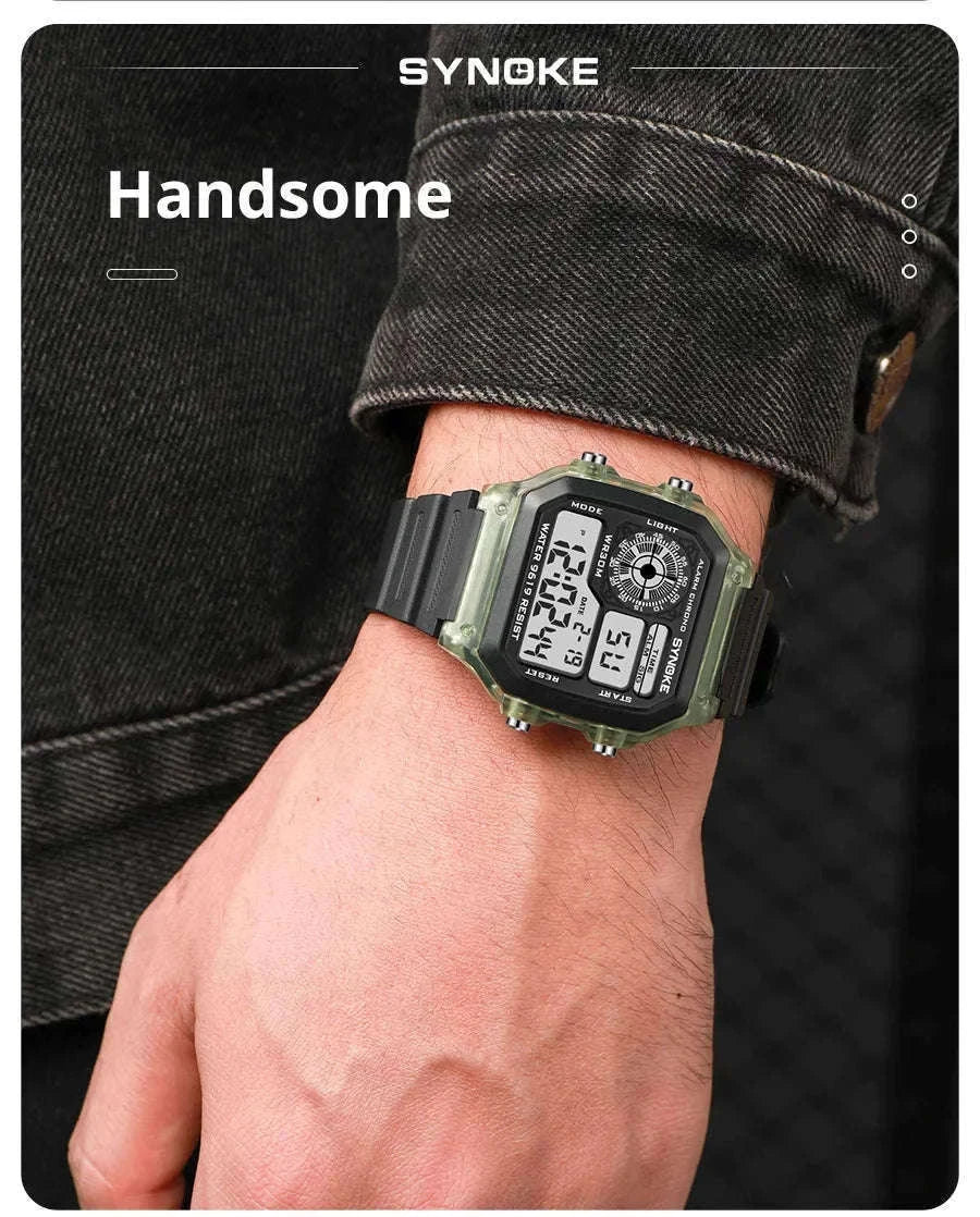 DIGITAL SPORTS WATCH with Luminous Display and Daily Tools-Grey