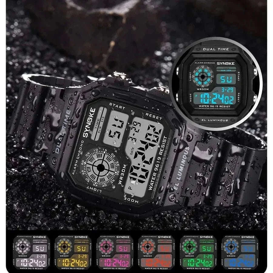 DIGITAL SPORTS WATCH with Luminous Display and Daily Tools-Grey