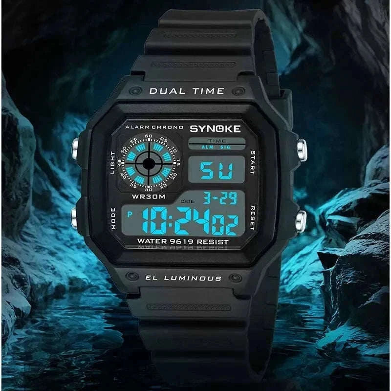 DIGITAL SPORTS WATCH with Luminous Display and Daily Tools-Grey