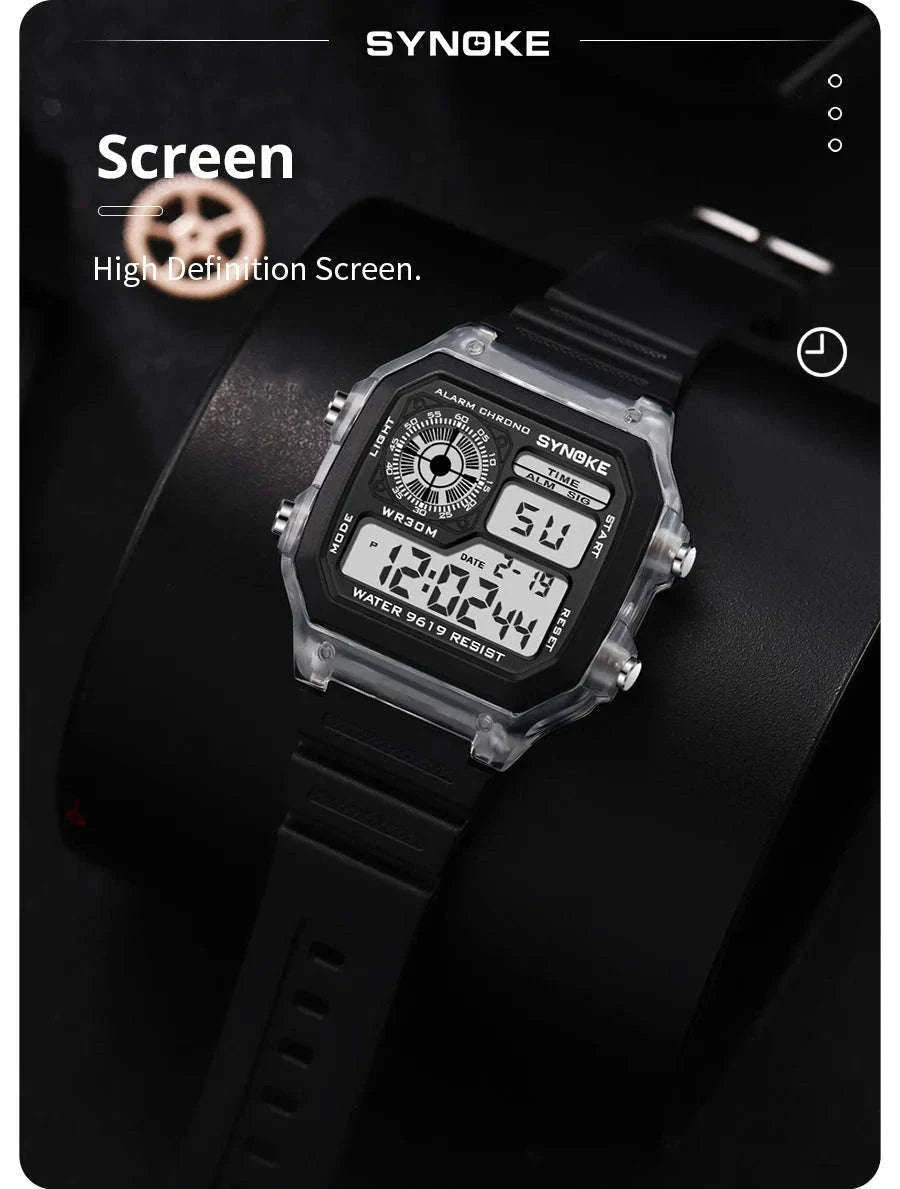 DIGITAL SPORTS WATCH with Luminous Display and Daily Tools-Grey