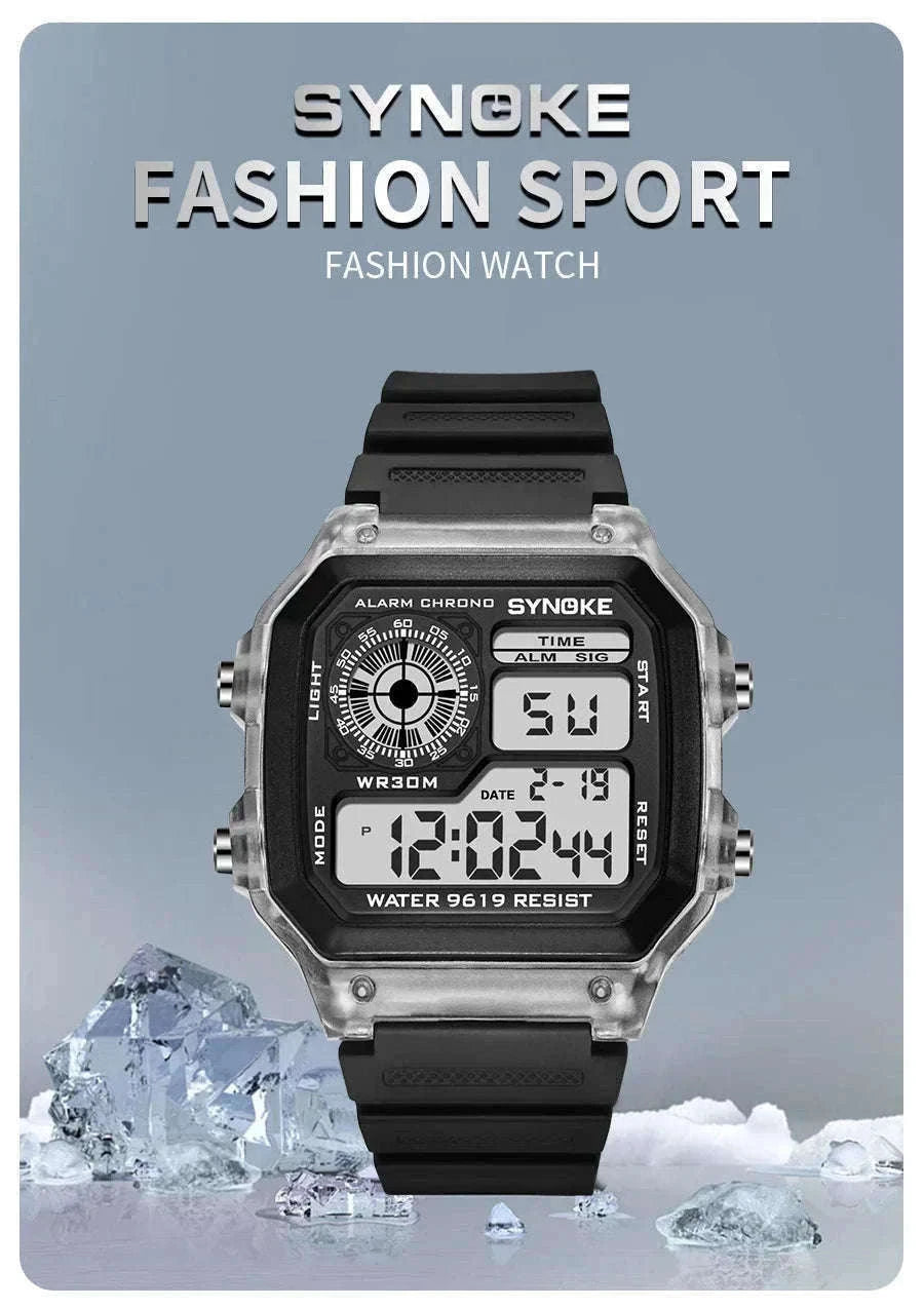 DIGITAL SPORTS WATCH with Luminous Display and Daily Tools-Grey