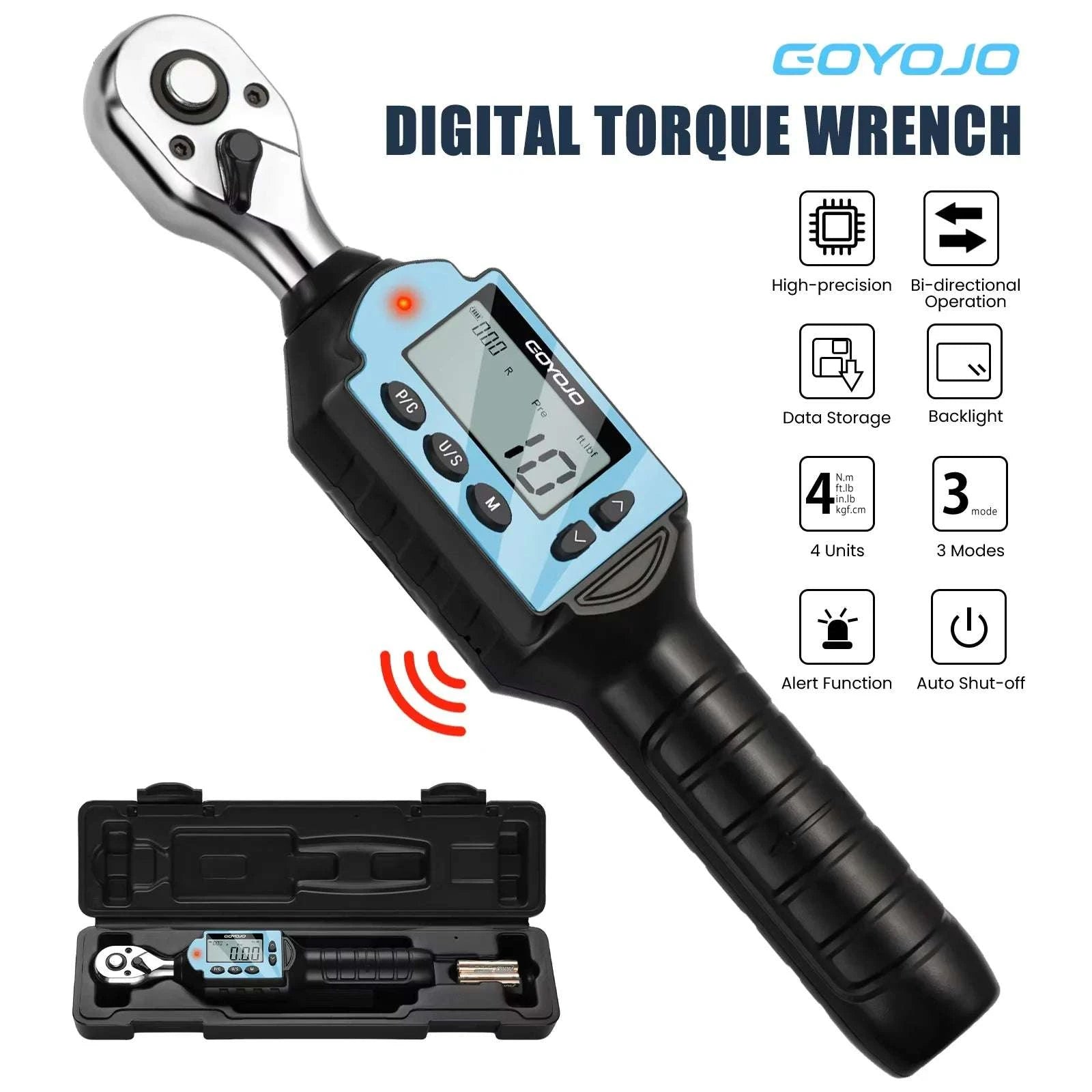 Digital Torque Wrench 3/8" 3/8-60Nm High-Precision Bidirectional Tool-
