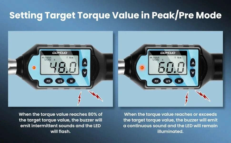 Digital Torque Wrench 3/8" 3/8-60Nm High-Precision Bidirectional Tool-