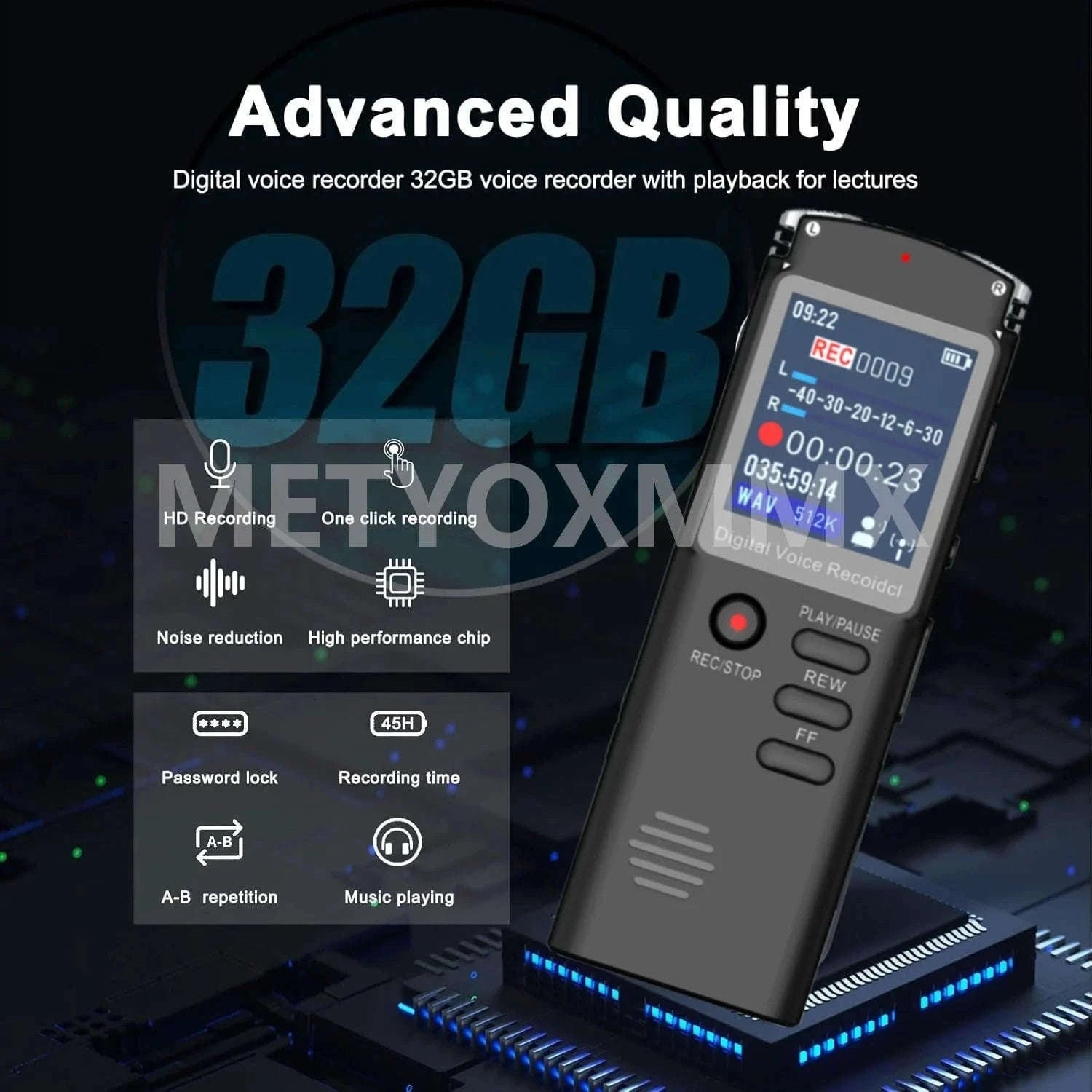 Digital Voice Recorder T60C with MP3, USB, Voice Activation-balck / 16 GB