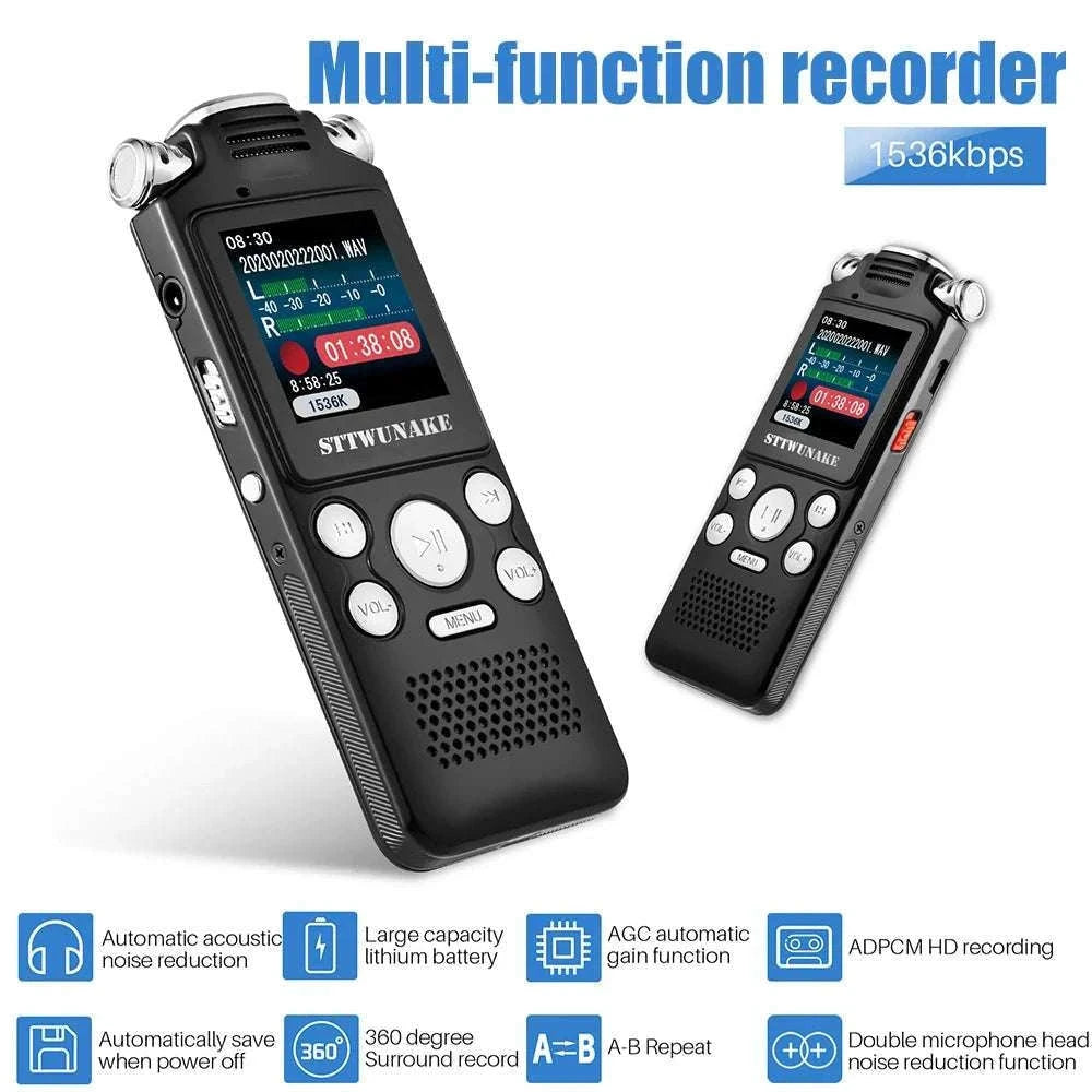 Digital Voice Recorder with Noise Reduction & 24h Recording Time-black / 32 GB