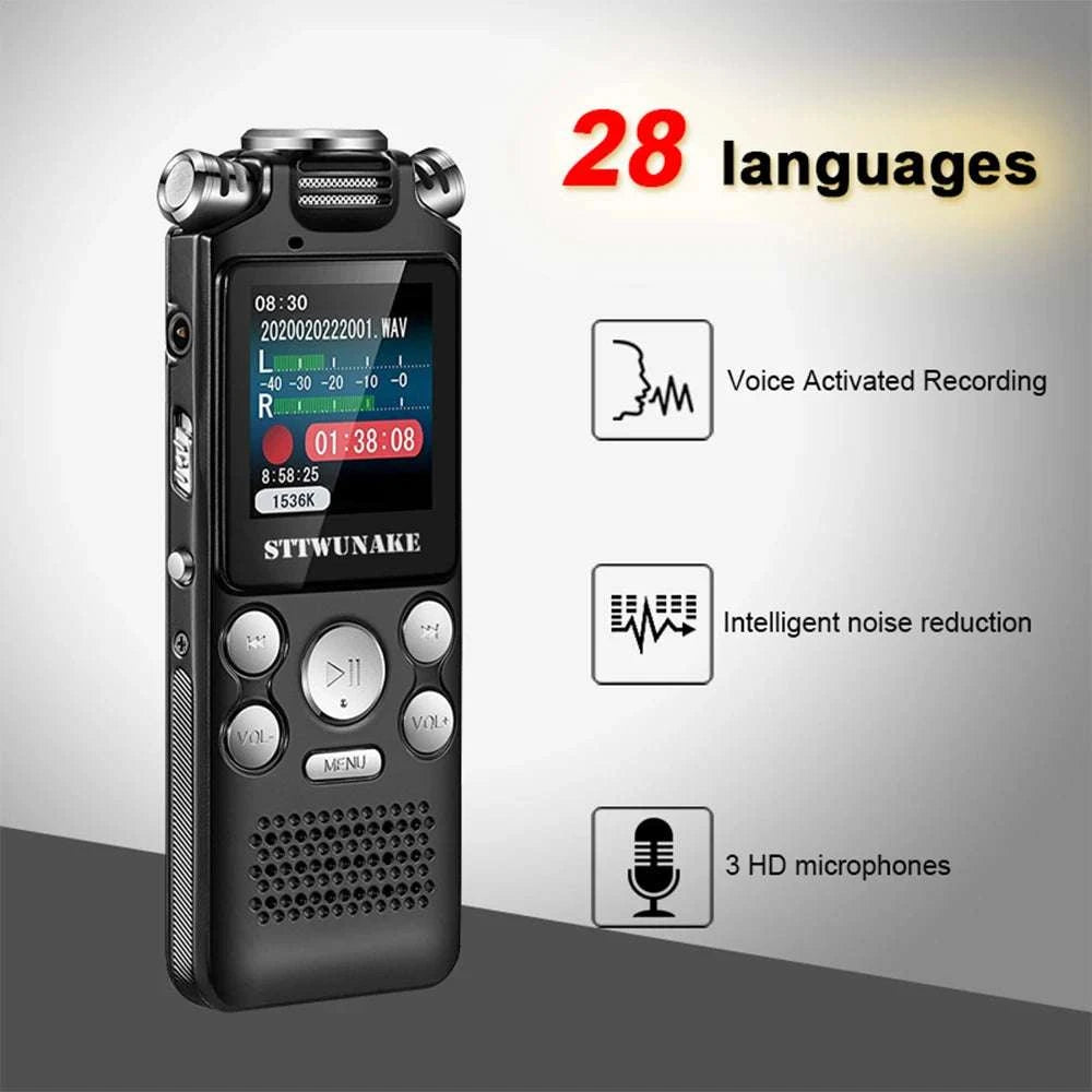 Digital Voice Recorder with Noise Reduction & 24h Recording Time-black / 32 GB