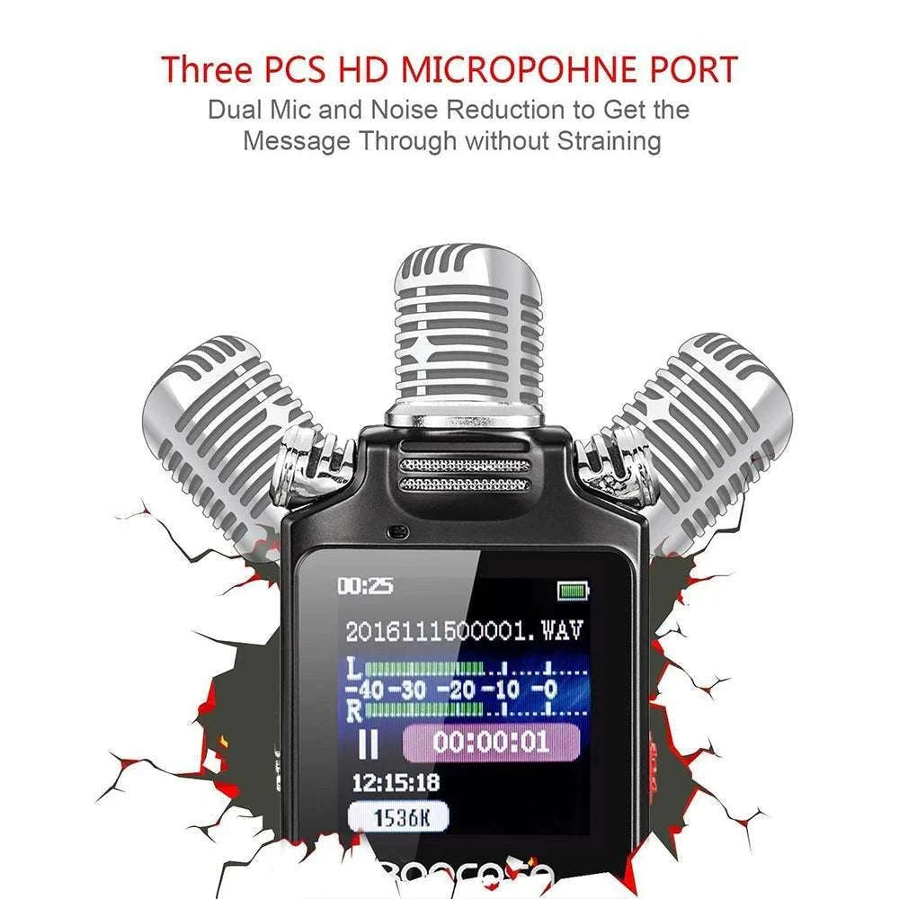 Digital Voice Recorder with Noise Reduction & 24h Recording Time-black / 32 GB