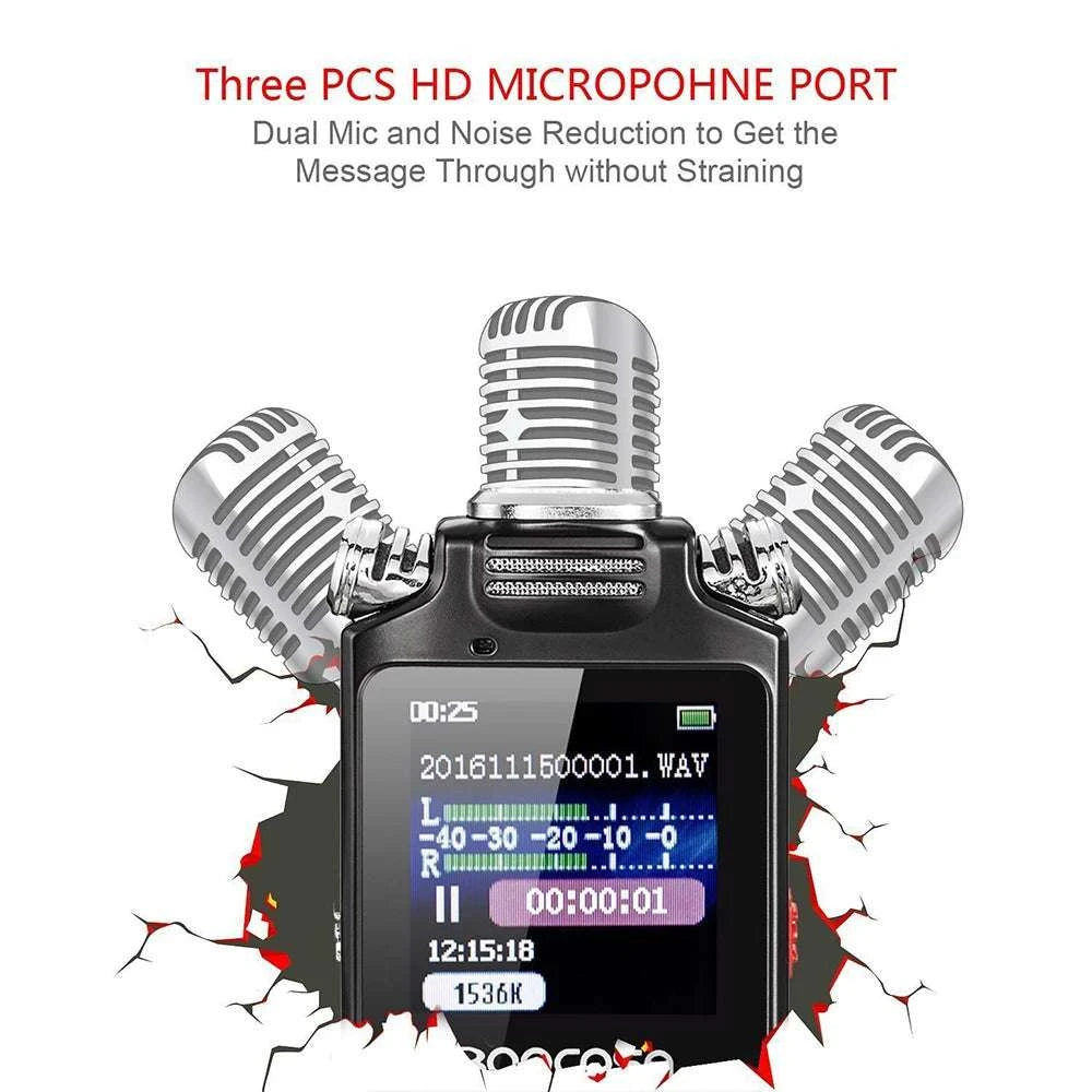 Digital Voice Recorder with Noise Reduction & 24h Recording Time-black / 32 GB