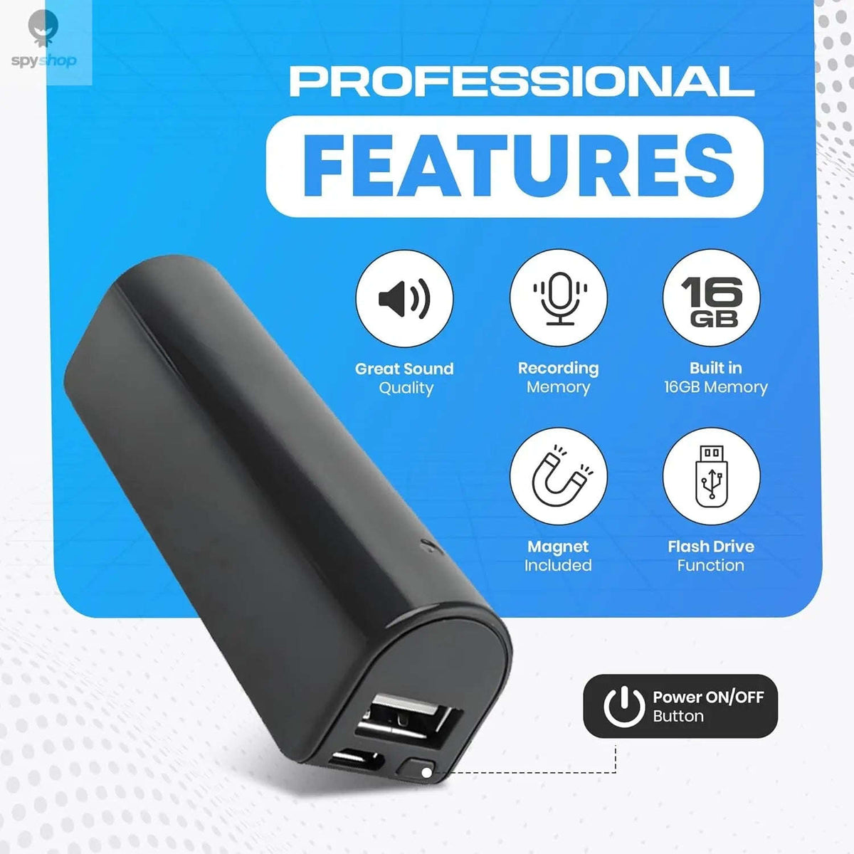 Discreet Voice Recorder – Long‑Life Audio Capture with Magnetic Mount-Default Title