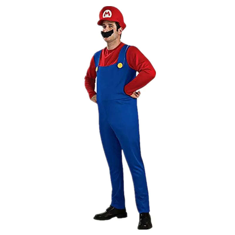 Disguise Men's Mario Costume for Adults with Hat and Mustache-S(155-165CM) / 02