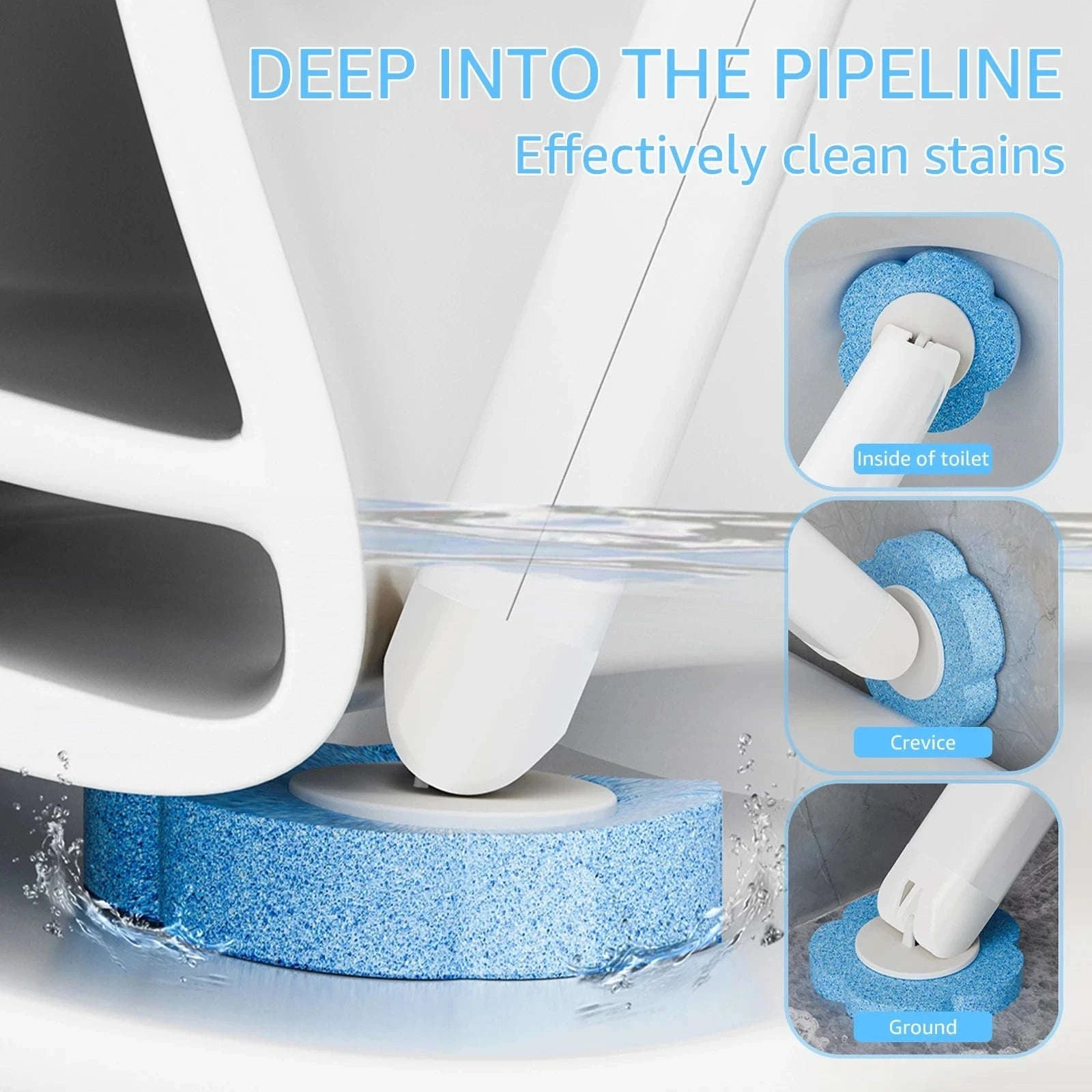 Disposable Toilet Brush Kit with Long Handle & Wall Mount-36 Pcs Heads B