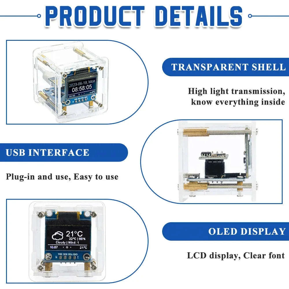 DIY Digital Clock Kit ESP8266 Mini WiFi Weather Station-Default Title