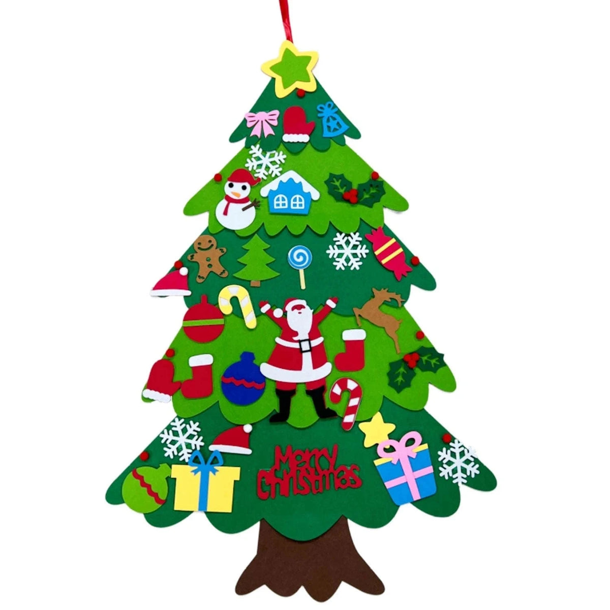 DIY Felt Christmas Tree for Kids with Reusable Ornaments-PB-32pcs   5M light / 1M