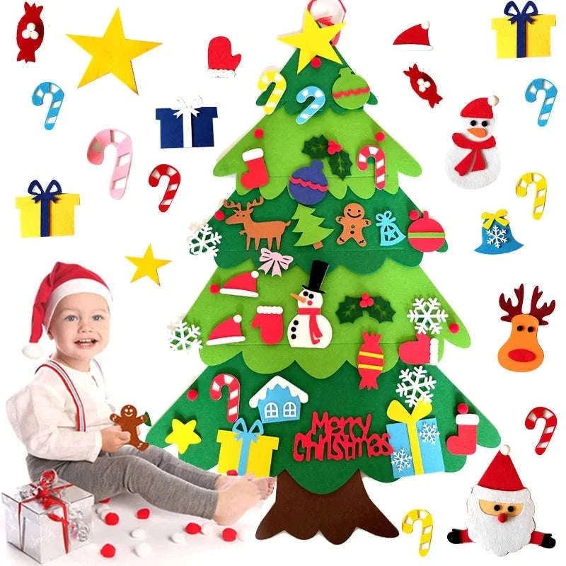DIY Felt Christmas Tree for Kids with Reusable Ornaments-PB-32pcs   5M light / 1M