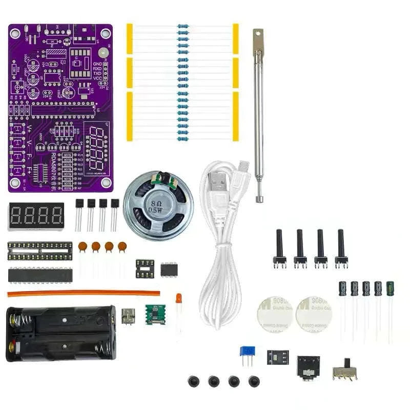DIY FM Radio Electronic Kit 87-108MHz Adjustable Frequency Digital Display Soldering Project Practice Solder RDA5807S-HU 017B With Shell / China Mainland