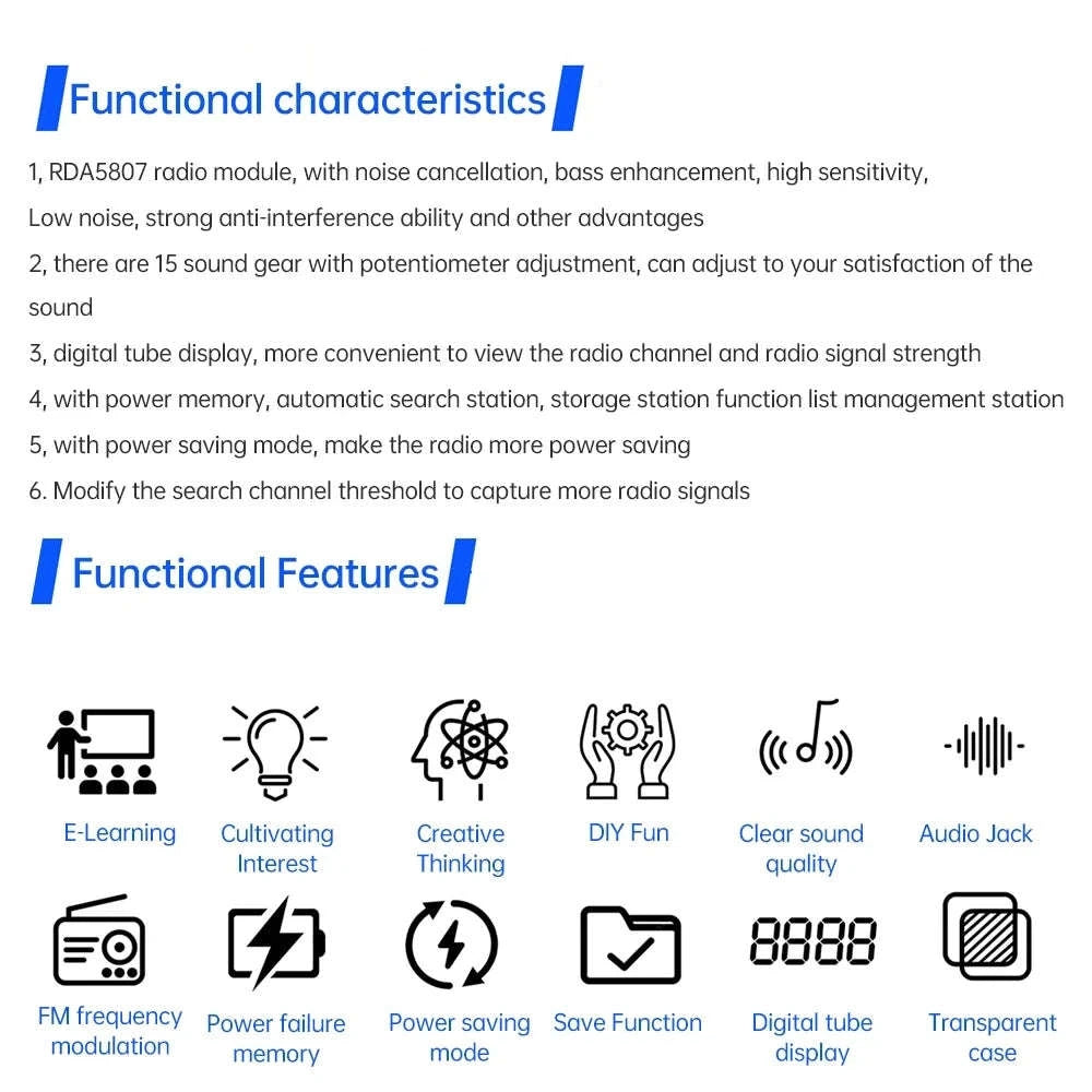 DIY FM Radio Electronic Kit 87-108MHz Adjustable Frequency Digital Display Soldering Project Practice Solder RDA5807S-HU 017B With Shell / China Mainland