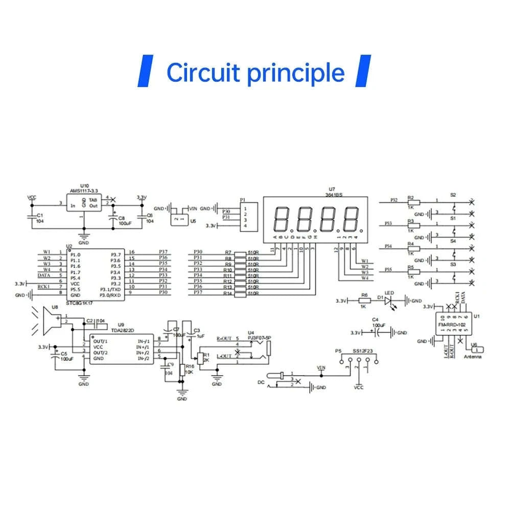 DIY FM Radio Electronic Kit 87-108MHz Adjustable Frequency Digital Display Soldering Project Practice Solder RDA5807S-HU 017B With Shell / China Mainland