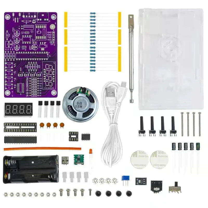 DIY FM Radio Electronic Kit 87-108MHz Adjustable Frequency Digital Display Soldering Project Practice Solder RDA5807S-HU 017B With Shell / China Mainland