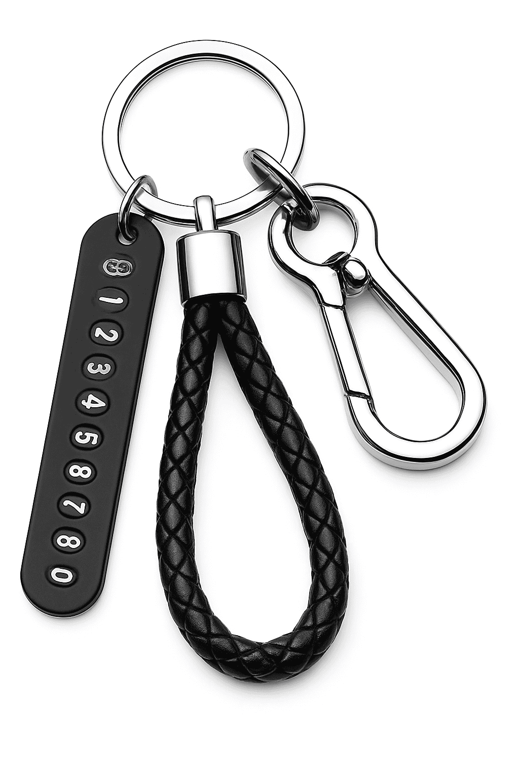 DIY Phone Number Plate Keychain with Punk Woven Leather-Style 4