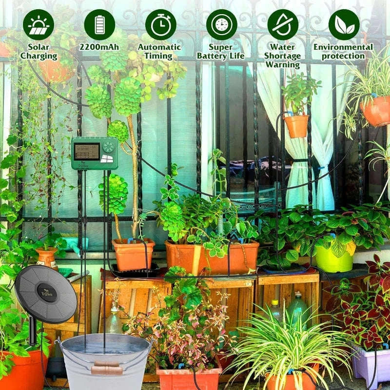 DIY Solar Drip Irrigation System with 15m Hose-3W