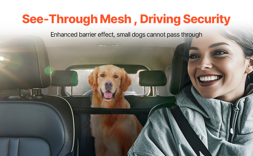 Dog Car Barrier for Front Seats with Mesh Net Universal Fit