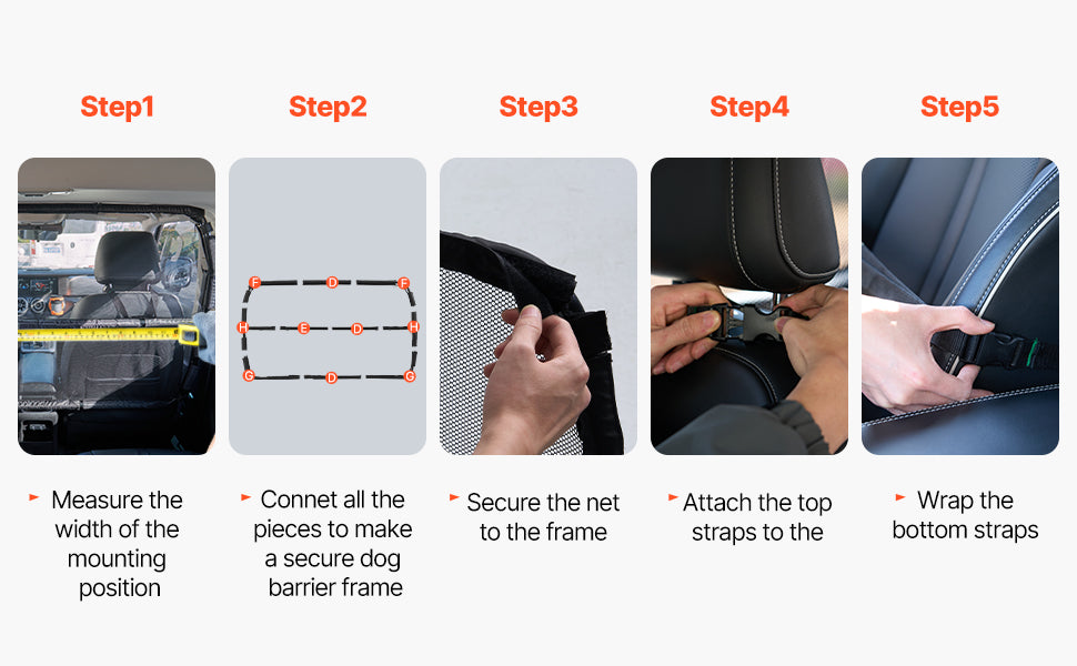 Dog Car Barrier for Front Seats with Mesh Net Universal Fit