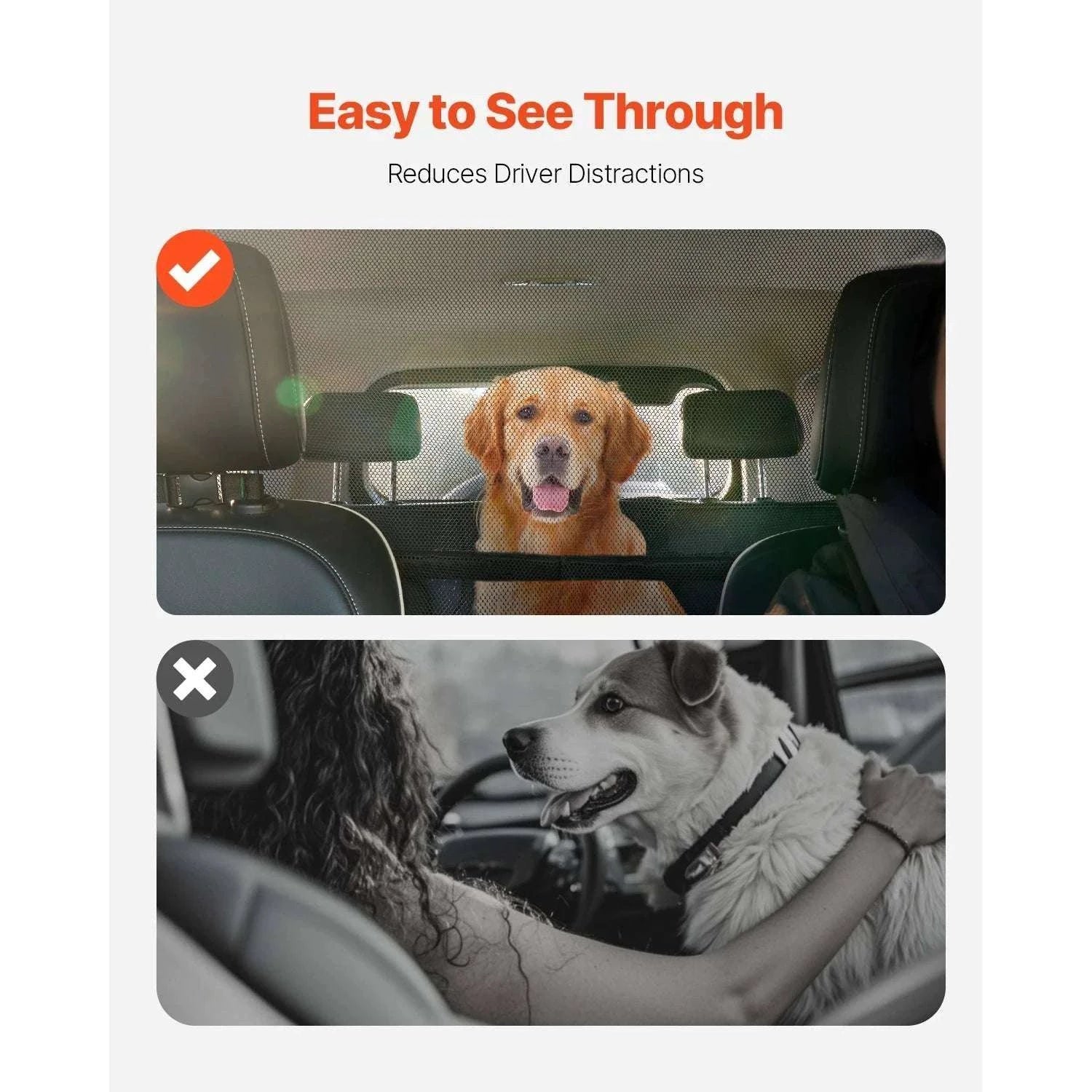 Dog Car Barrier for Front Seats with Mesh Net Universal Fit-56 x 32inch / GERMANY