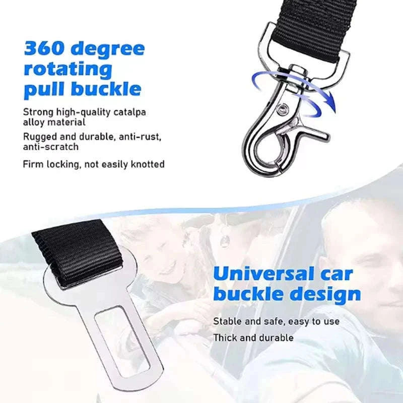 Dog Car Safety Belt with Reflective Damping Design-black
