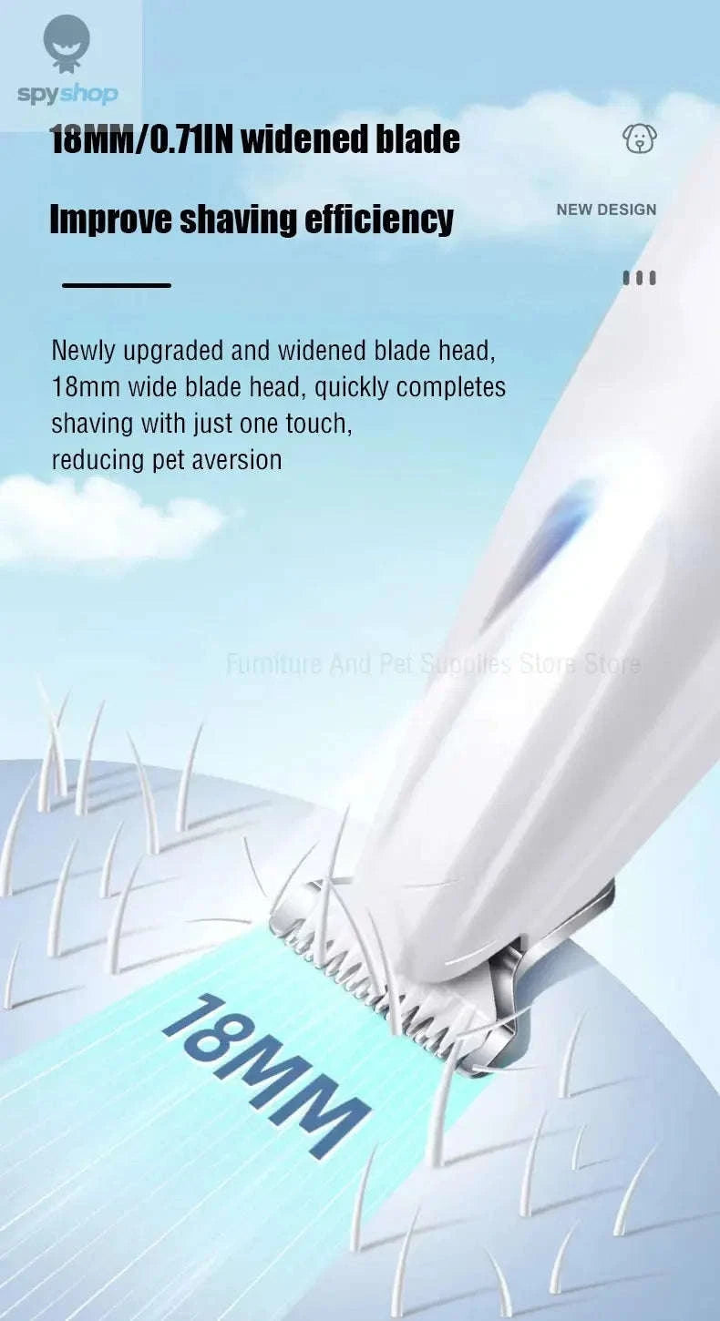 Dog Paw Trimmer – LED Light, Waterproof Design, Quiet Grooming Control-White