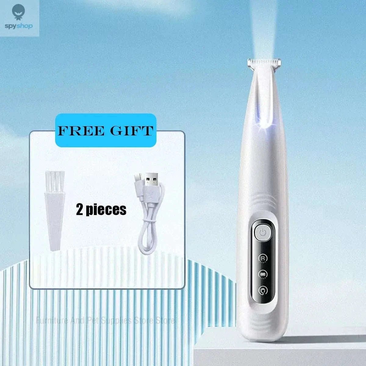 Dog Paw Trimmer – LED Light, Waterproof Design, Quiet Grooming Control-White