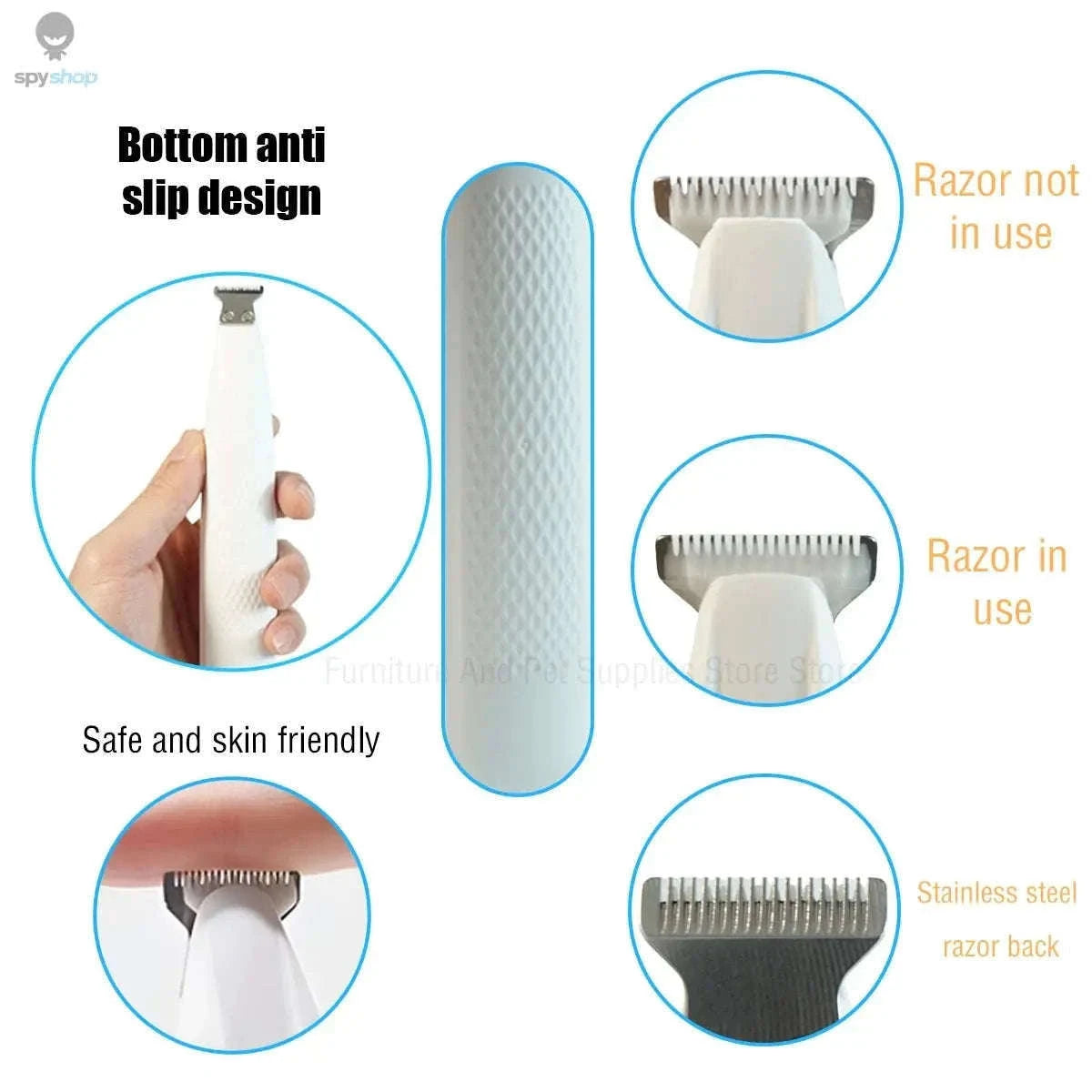Dog Paw Trimmer with LED Light, Quiet Motor and Waterproof Design-White