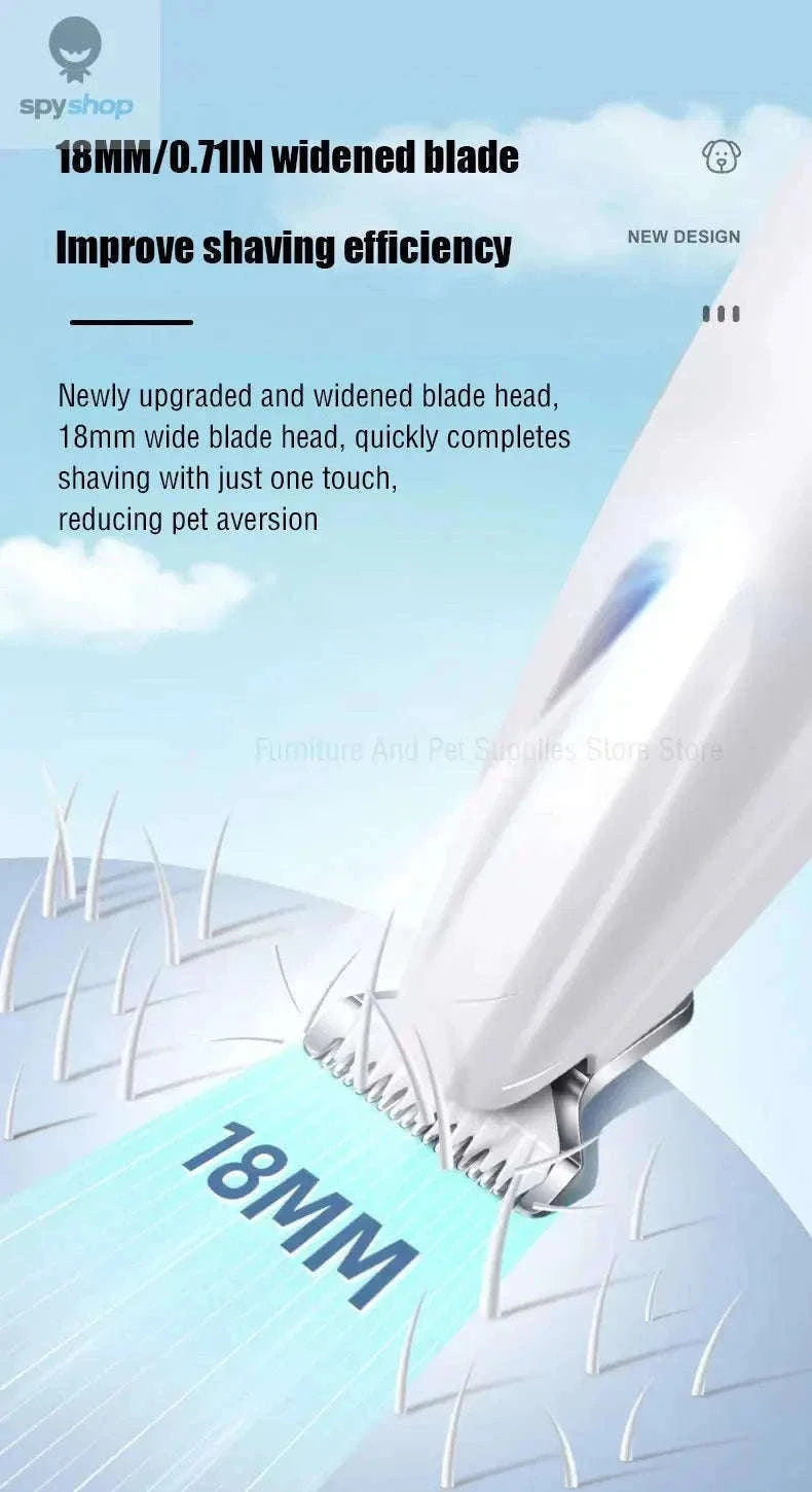 Dog Paw Trimmer with LED Light, Quiet Motor and Waterproof Design-White