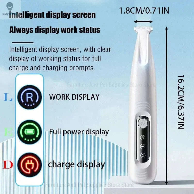 Dog Paw Trimmer with LED Light, Quiet Motor and Waterproof Design-White